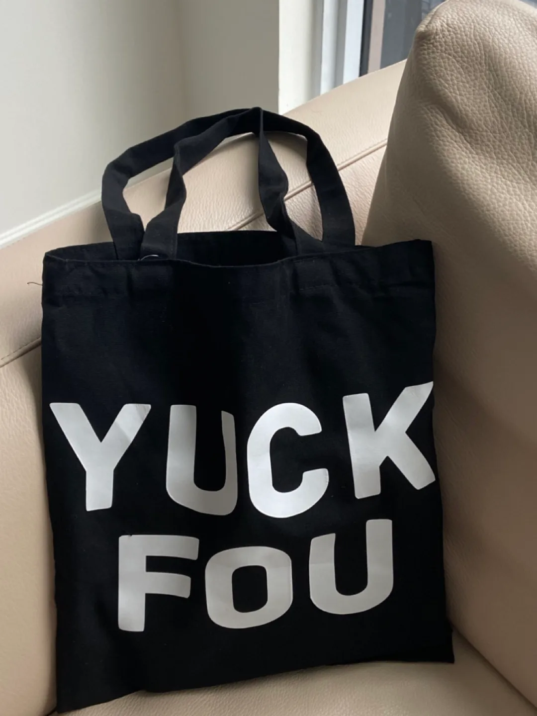 YUCK FOU Black Tote Bag thumbnail