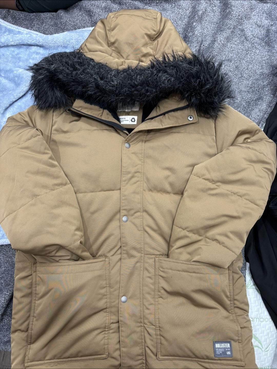Hollister Brown Puffer Jacket with Faux Fur Hood - photo 2