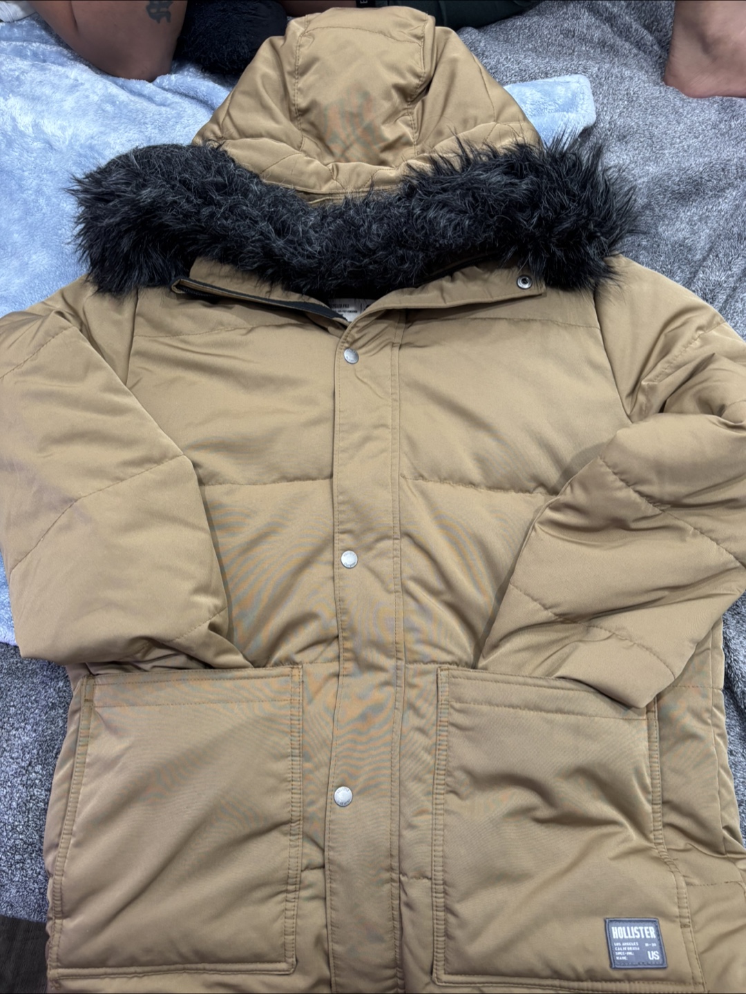 Hollister Brown Puffer Jacket with Faux Fur Hood - photo 4