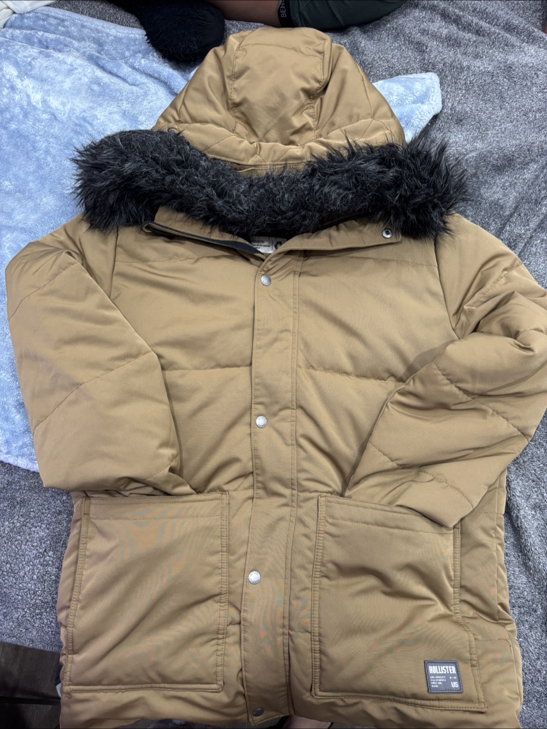 Hollister Brown Puffer Jacket with Faux Fur Hood - photo 3