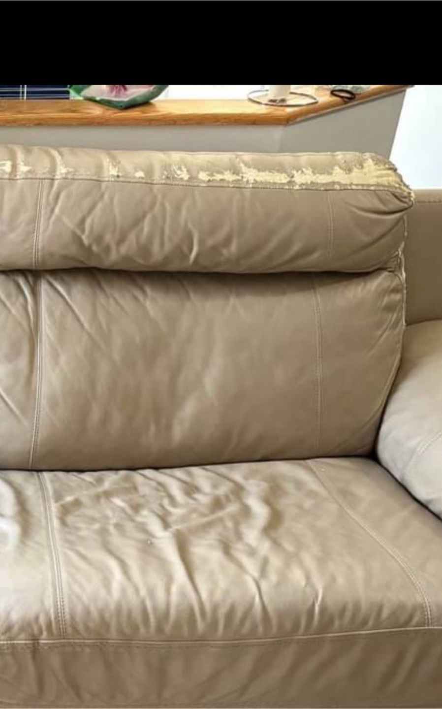 Beige Leather Sofa - photo 2