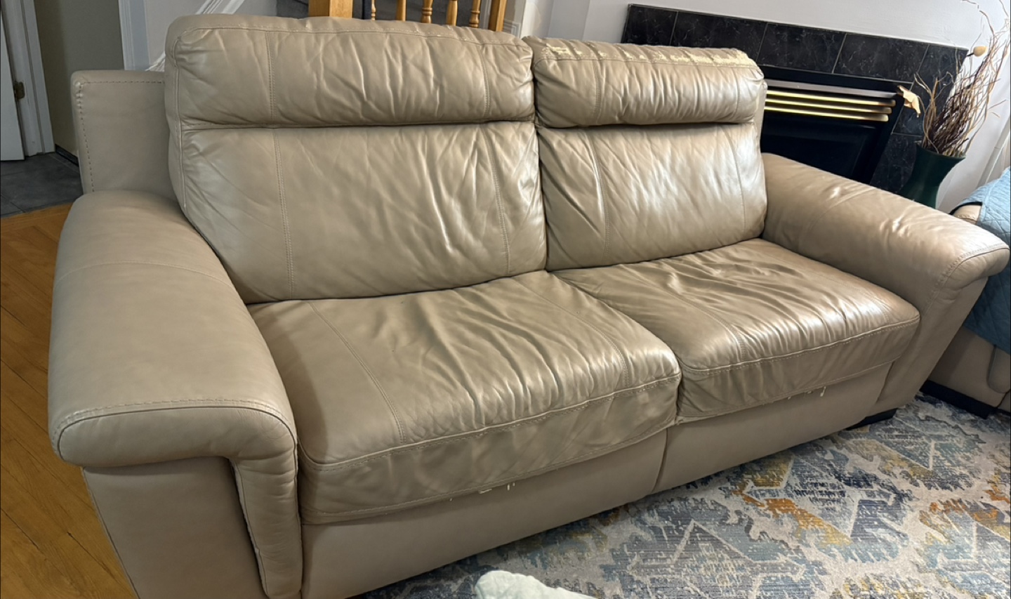 Beige Leather Sofa
