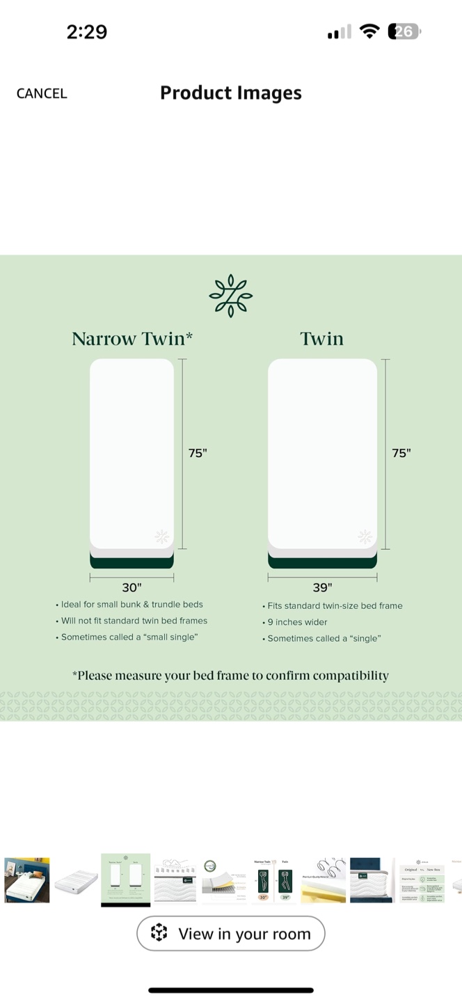 Zinus 6-Inch Mattress - Narrow Twin (never used) - photo 5