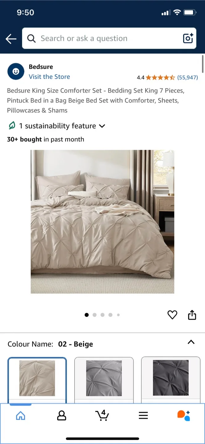 King Size Beige Comforter Set - 7 Pieces thumbnail