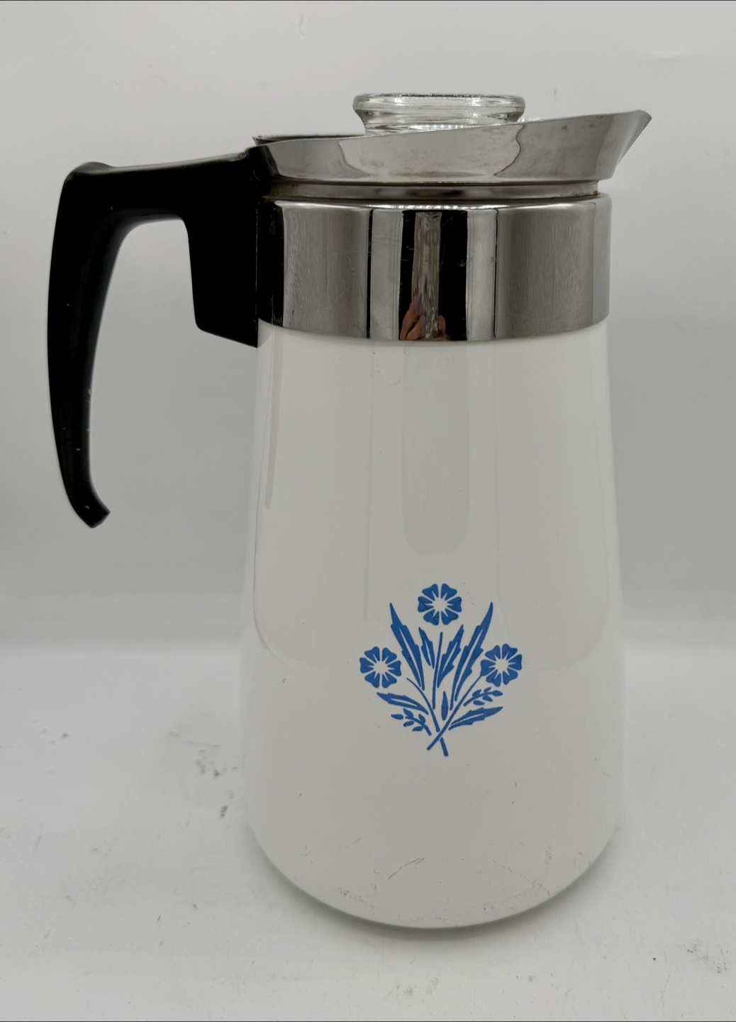 Vintage Corning Ware Percolator Coffee Pot 9 Cup Blue Flowers