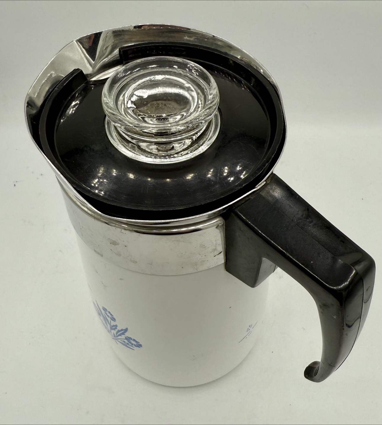 Vintage Corning Ware Percolator Coffee Pot 9 Cup Blue Flowers - photo 3