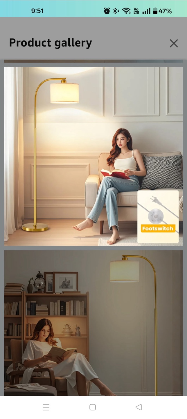 Gold Arc Floor Lamp with Fabric Shade 🧡 - photo 4