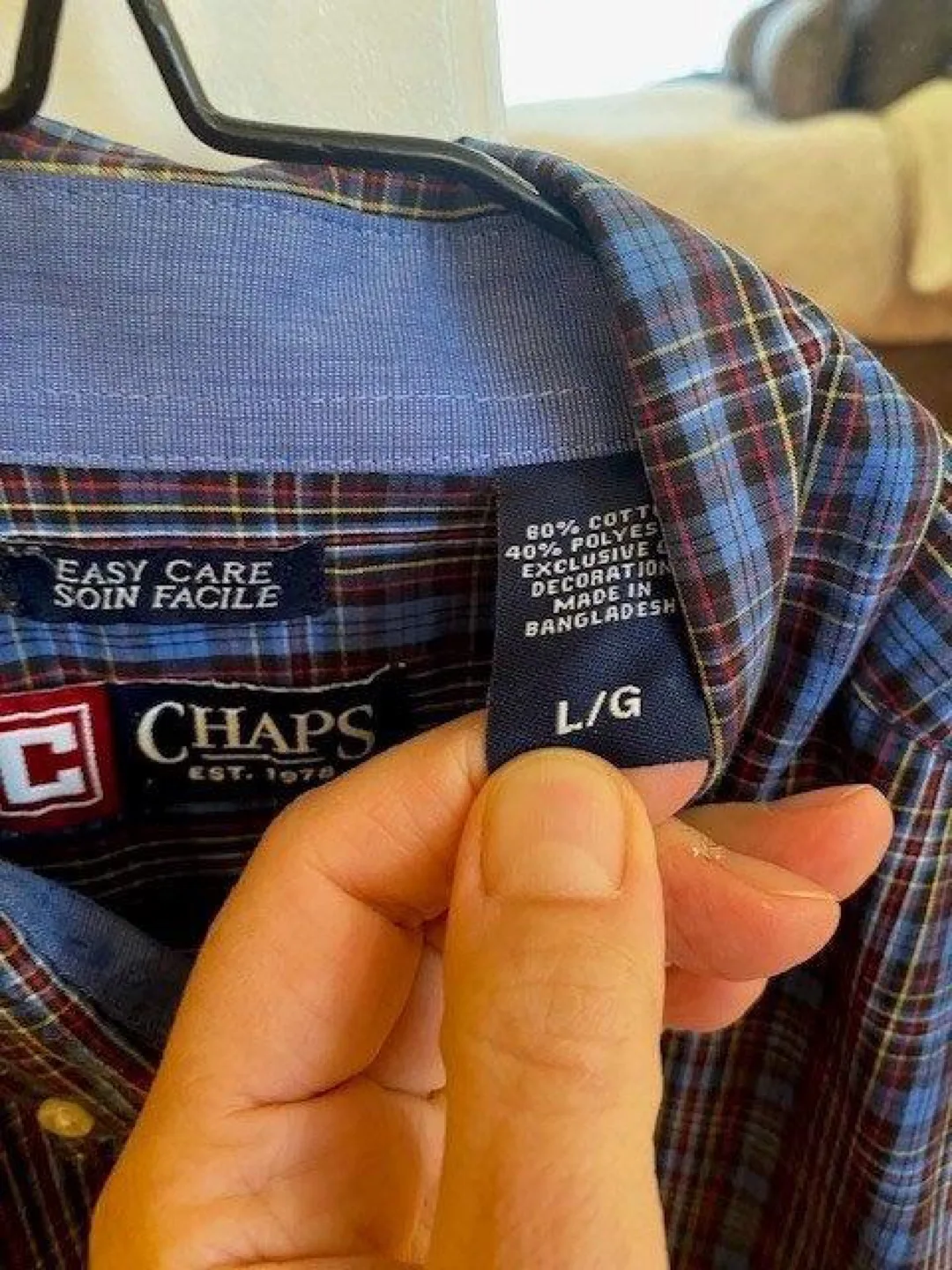 Chaps/RL Men's Long Sleeve Plaid Button-Down Shirt - Size L/G image indicator(3)