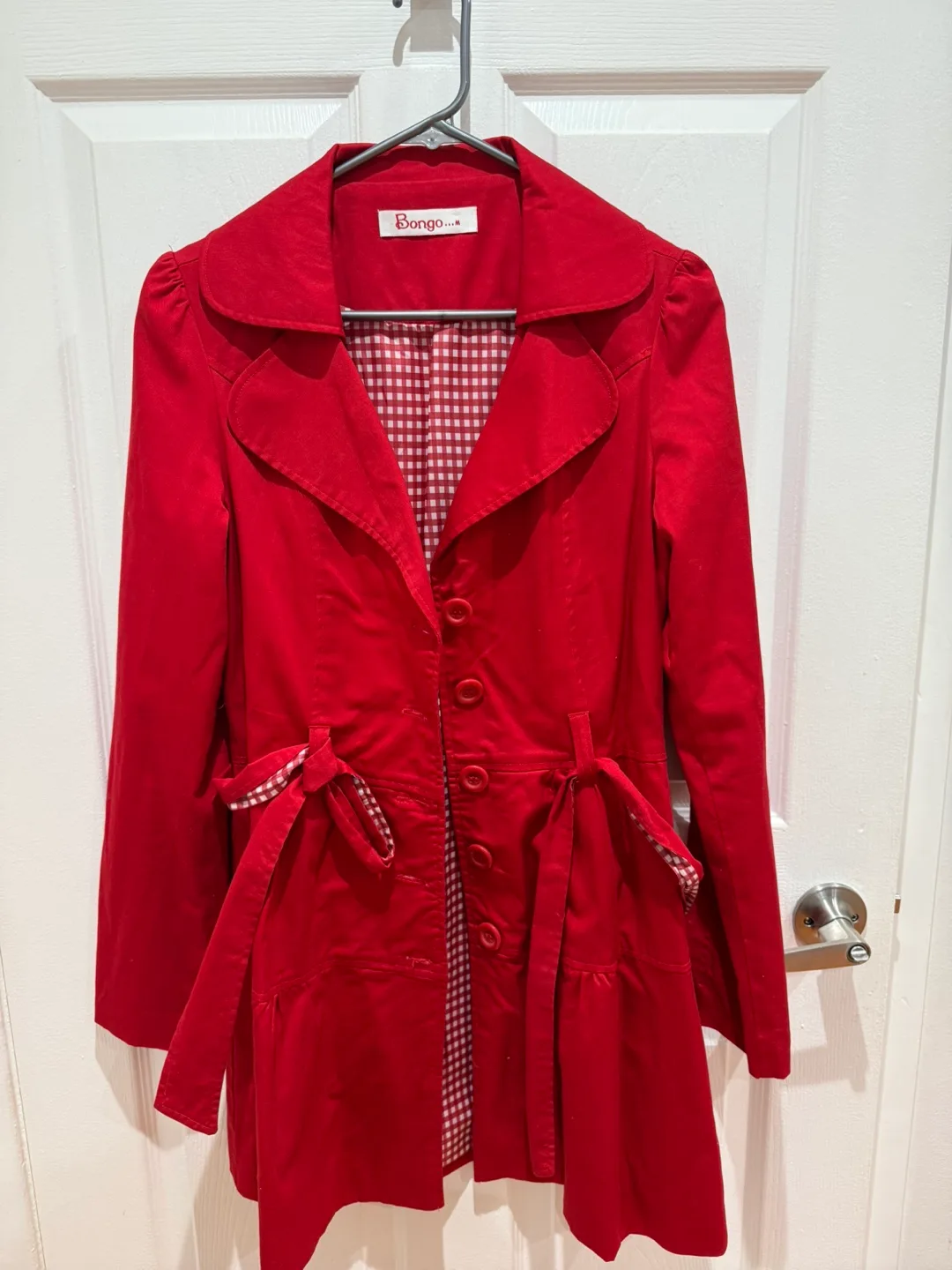 Bongo Red Trench Coat with Gingham Lining thumbnail
