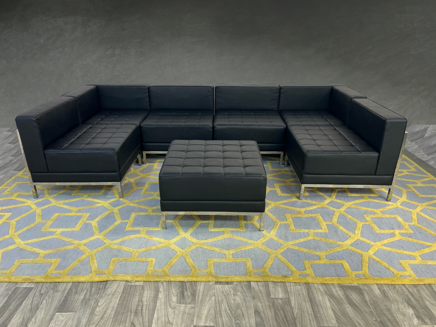 Delivery Available! Modern Leather Sectional Sofa with Ottoman