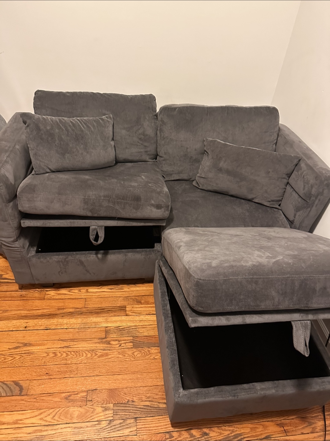 Gray Sectional Sofa with Storage Ottoman - photo 2