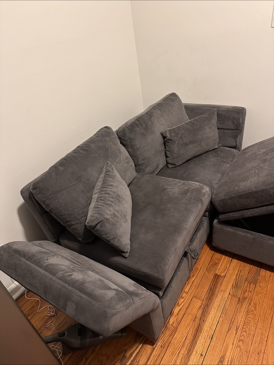 Gray Sectional Sofa with Storage Ottoman - photo 3