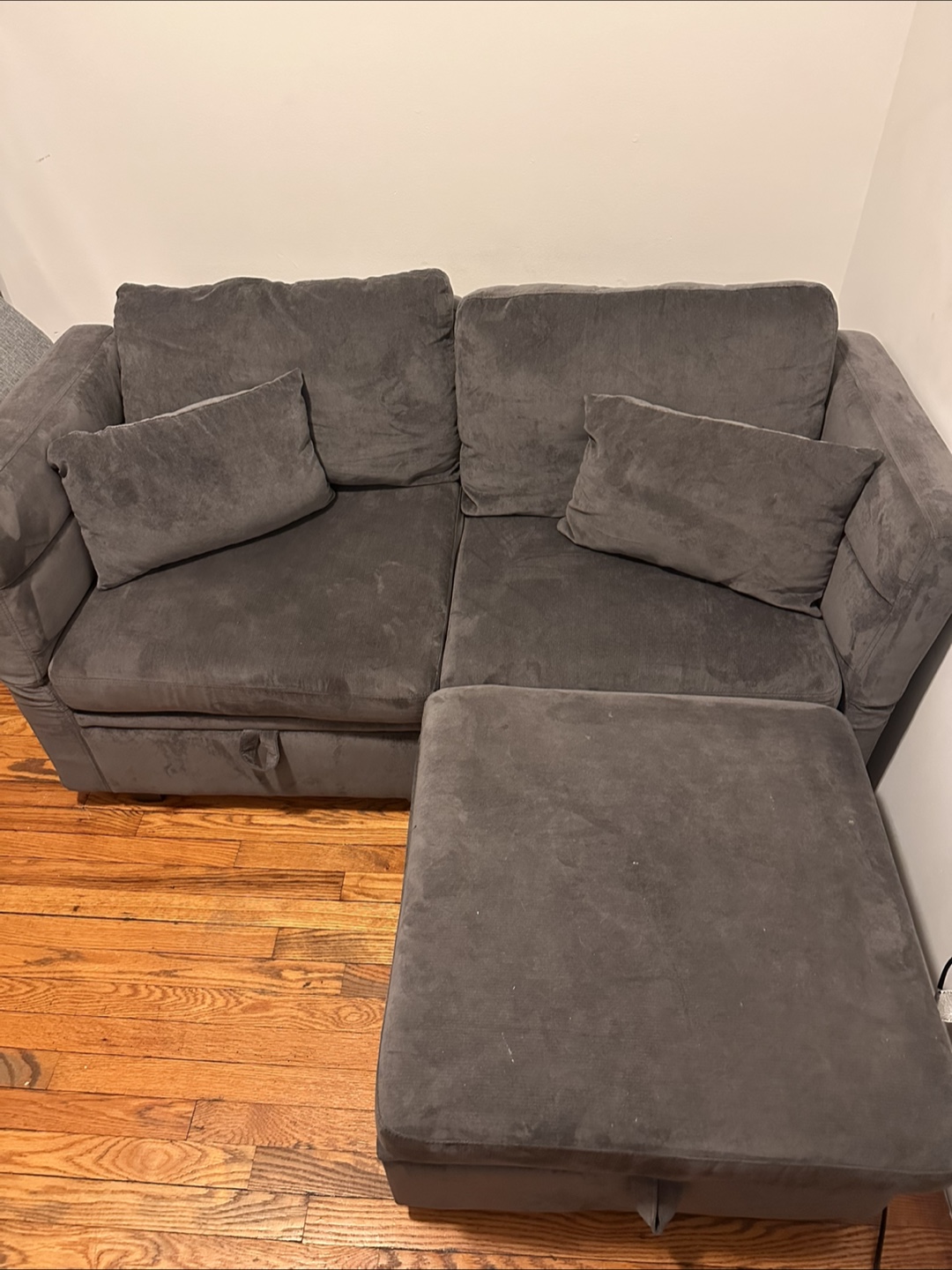 Gray Sectional Sofa with Storage Ottoman