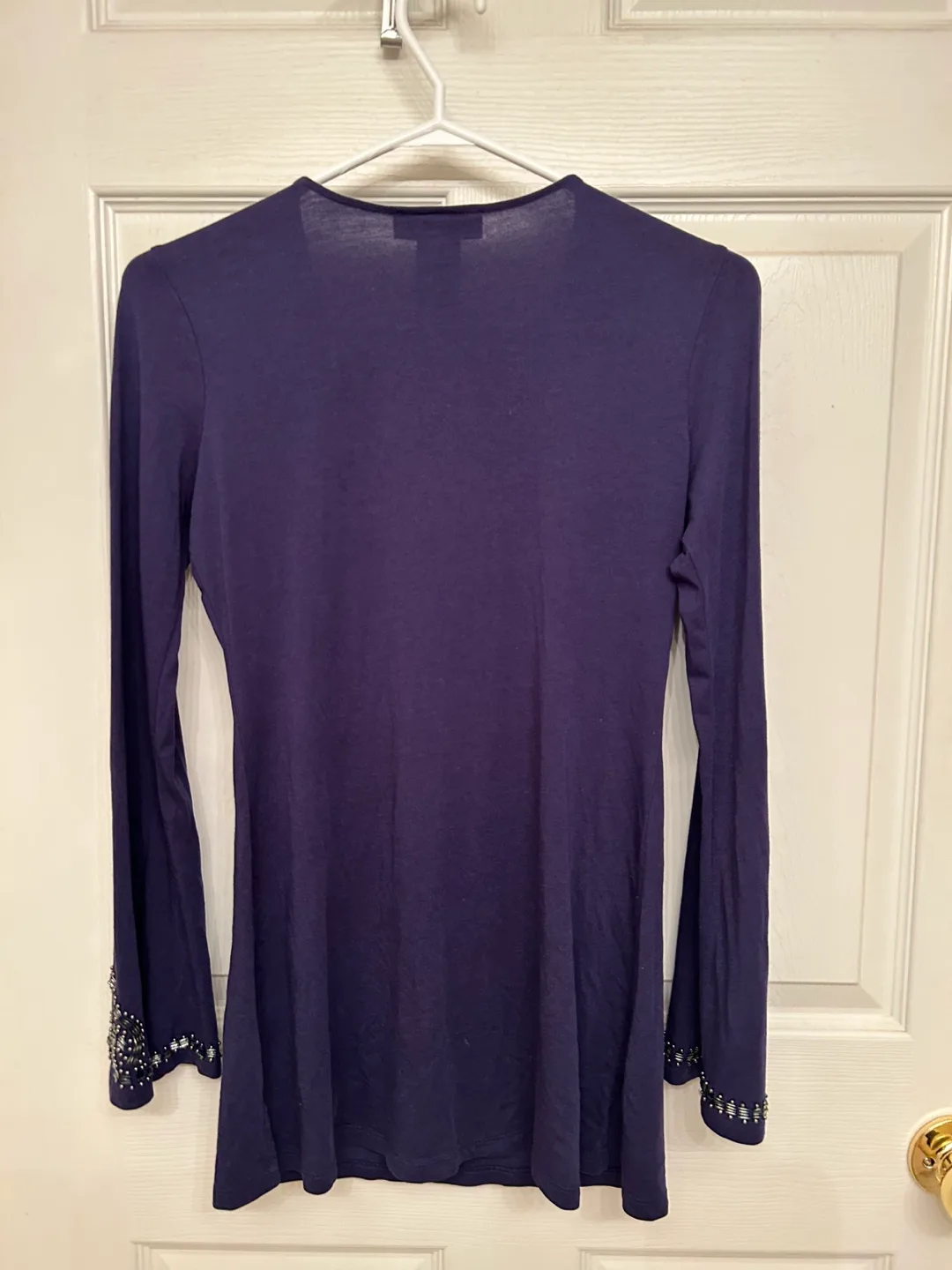 Navy Blue V-Neck Beaded Top image indicator(3)