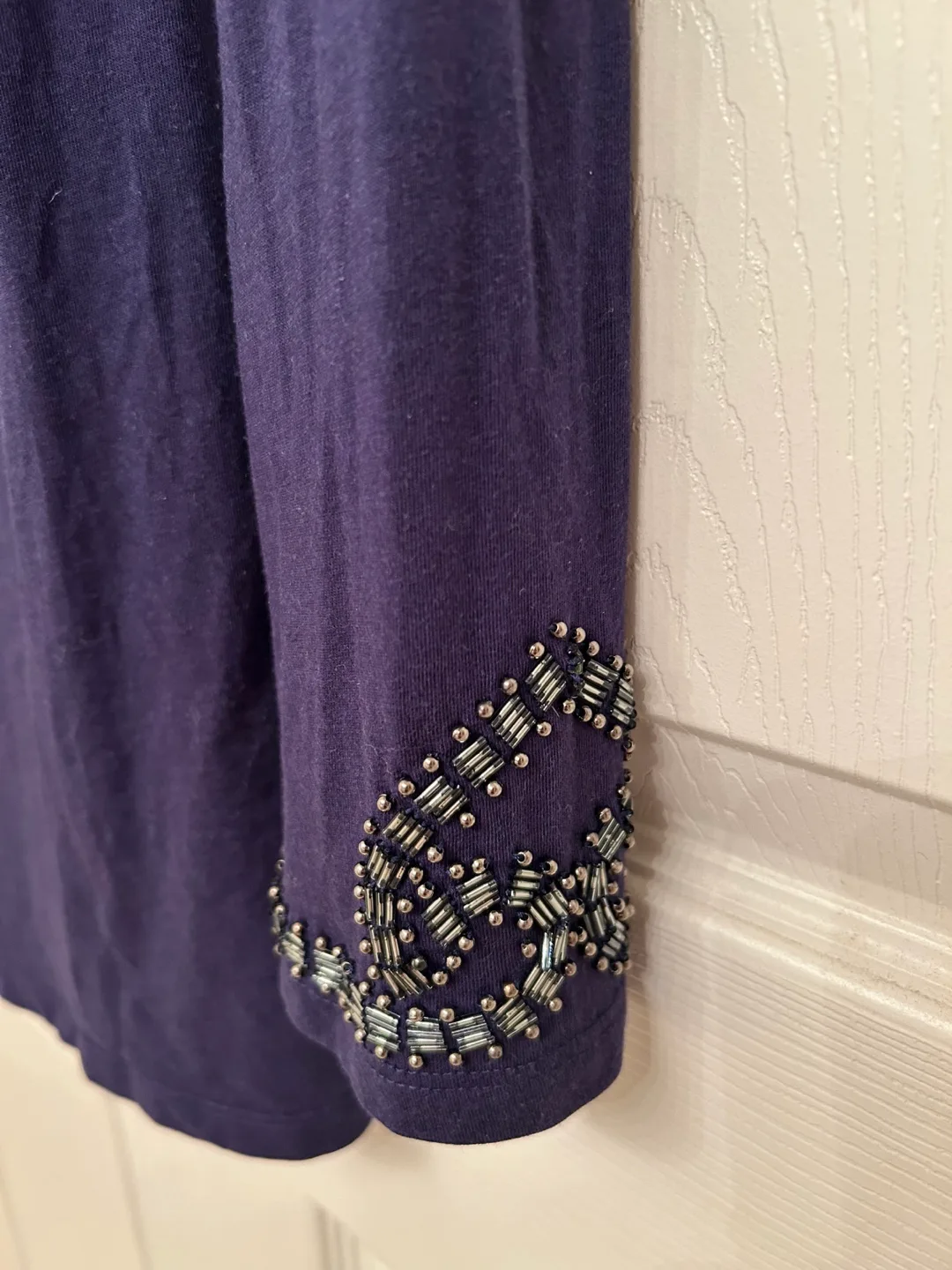 Navy Blue V-Neck Beaded Top image indicator(5)