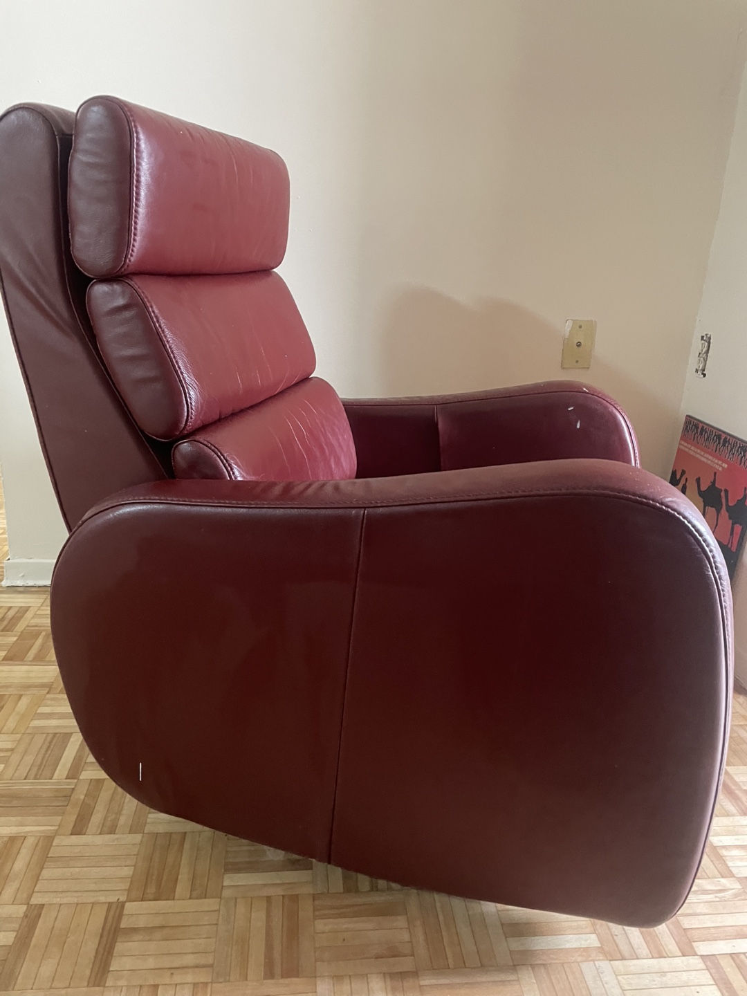 Reclining Leather Chair - Burgundy