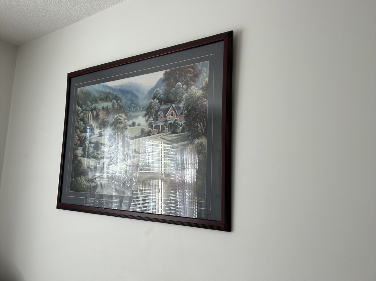 Framed Thomas Kinkade-style landscape painting - photo 2
