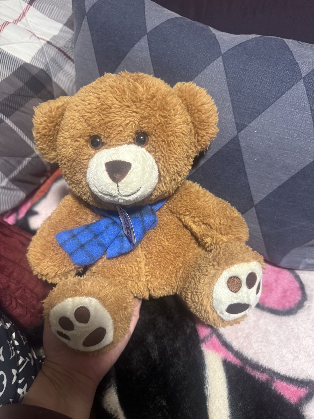 Adorable Brown Teddy Bear with Blue Scarf - photo 3