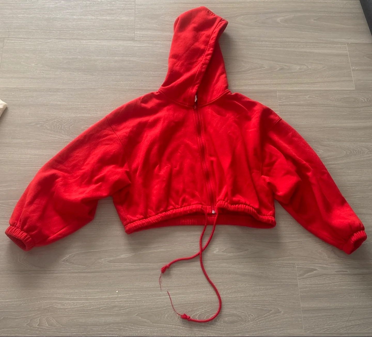 Red Cropped Zip-Up Hoodie thumbnail