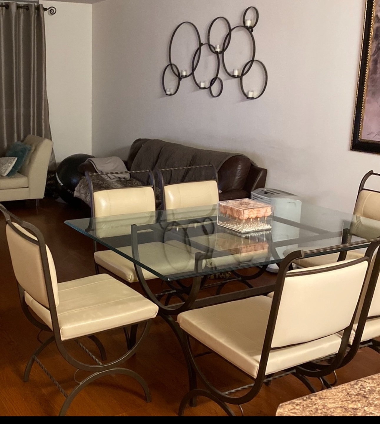 Glass Top Dining Table with 6 Chairs