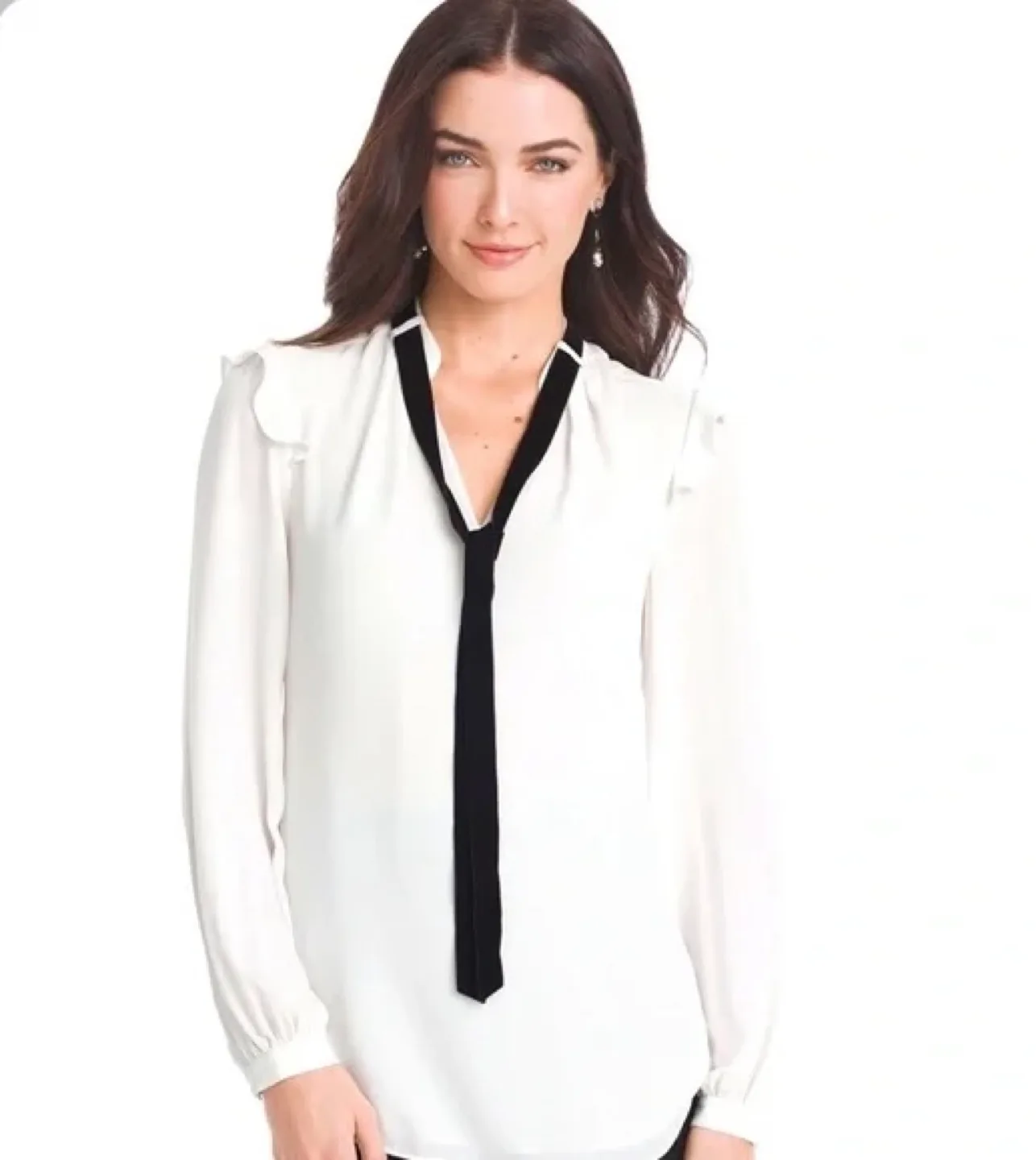 White Tie Blouse - Brand New! (Size 6 Petite) image indicator(4)
