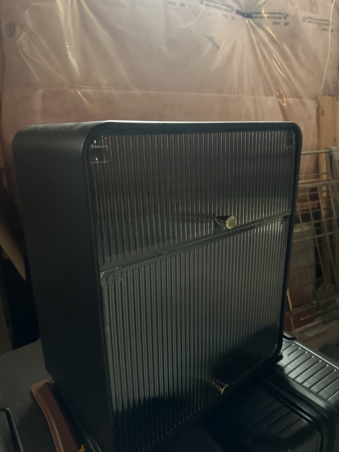 Black Cabinet with Ribbed Doors