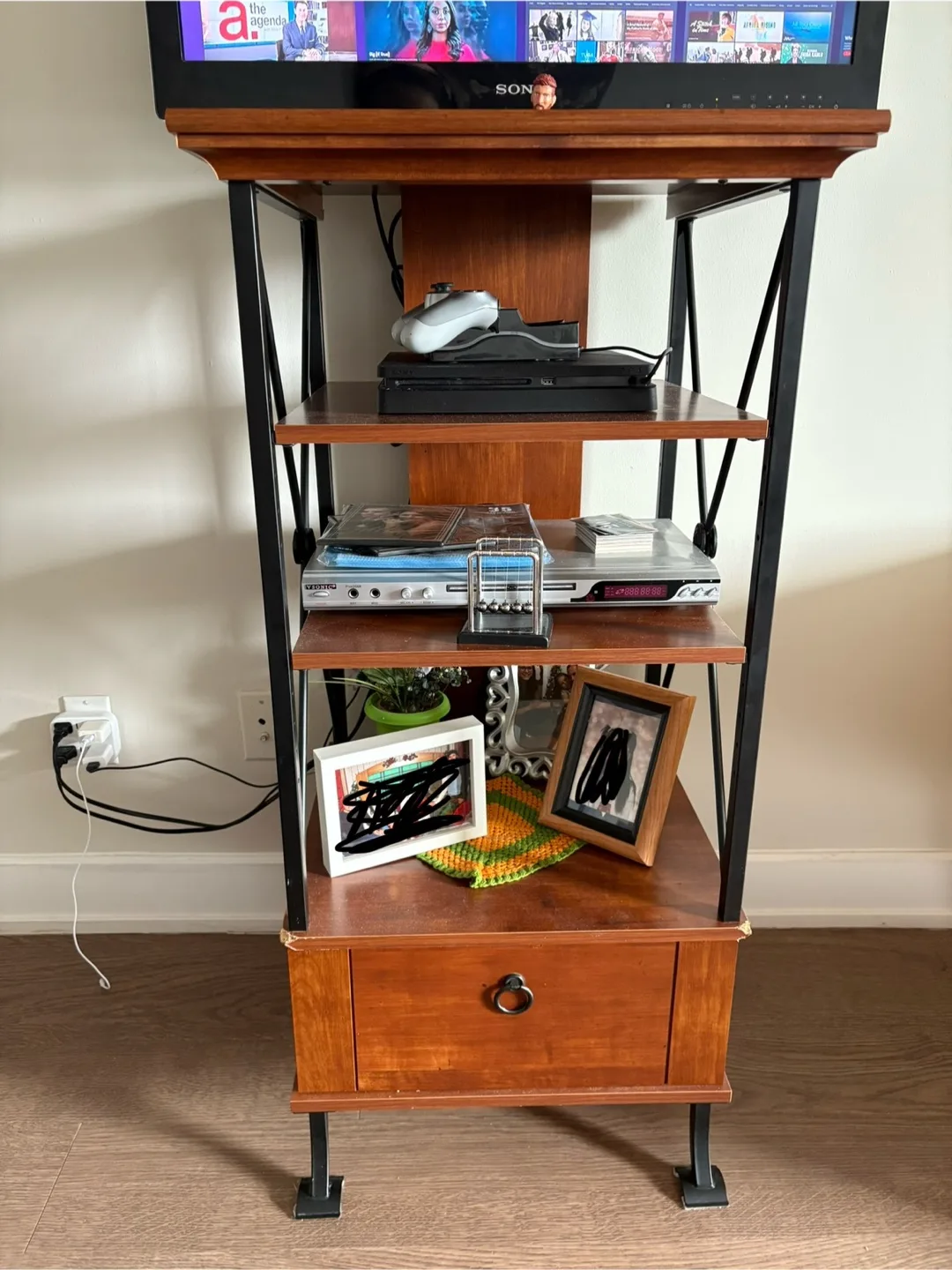 Tv stand console. Wooden with Metal Accents image indicator(2)