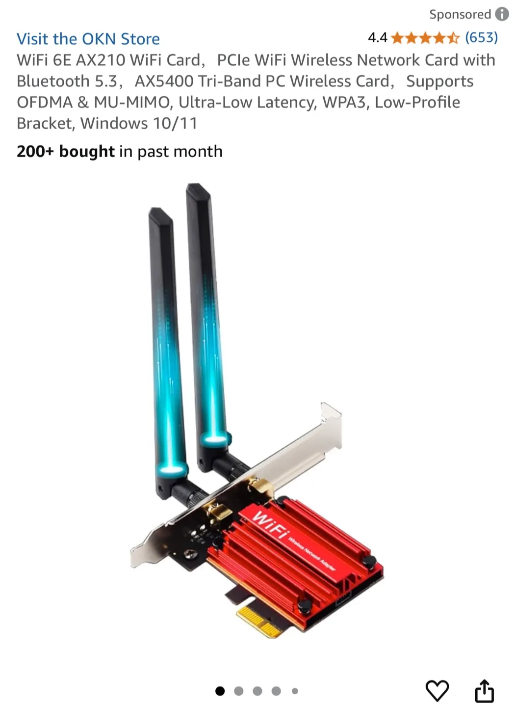 OKN WiFi 6 AX210 PCIe Wireless Network Card thumbnail