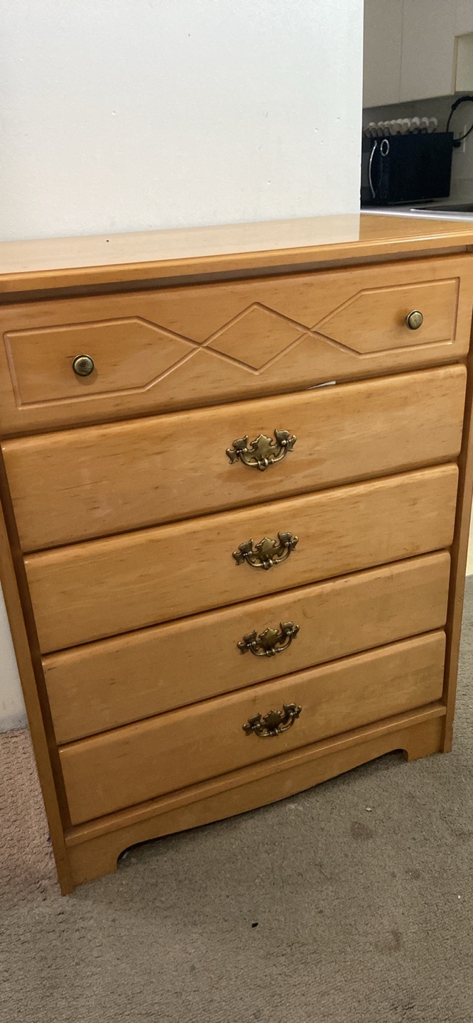 FREE - Five-Drawer Wooden Chest of Drawers