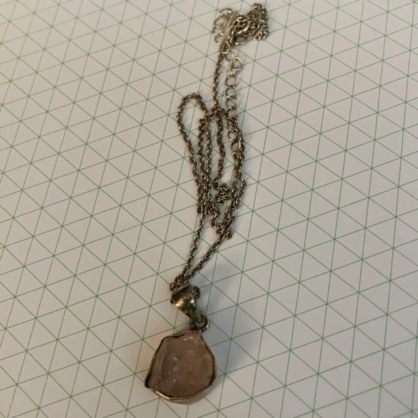 Pink Raw Quartz Crystal Pendant Necklace thumbnail
