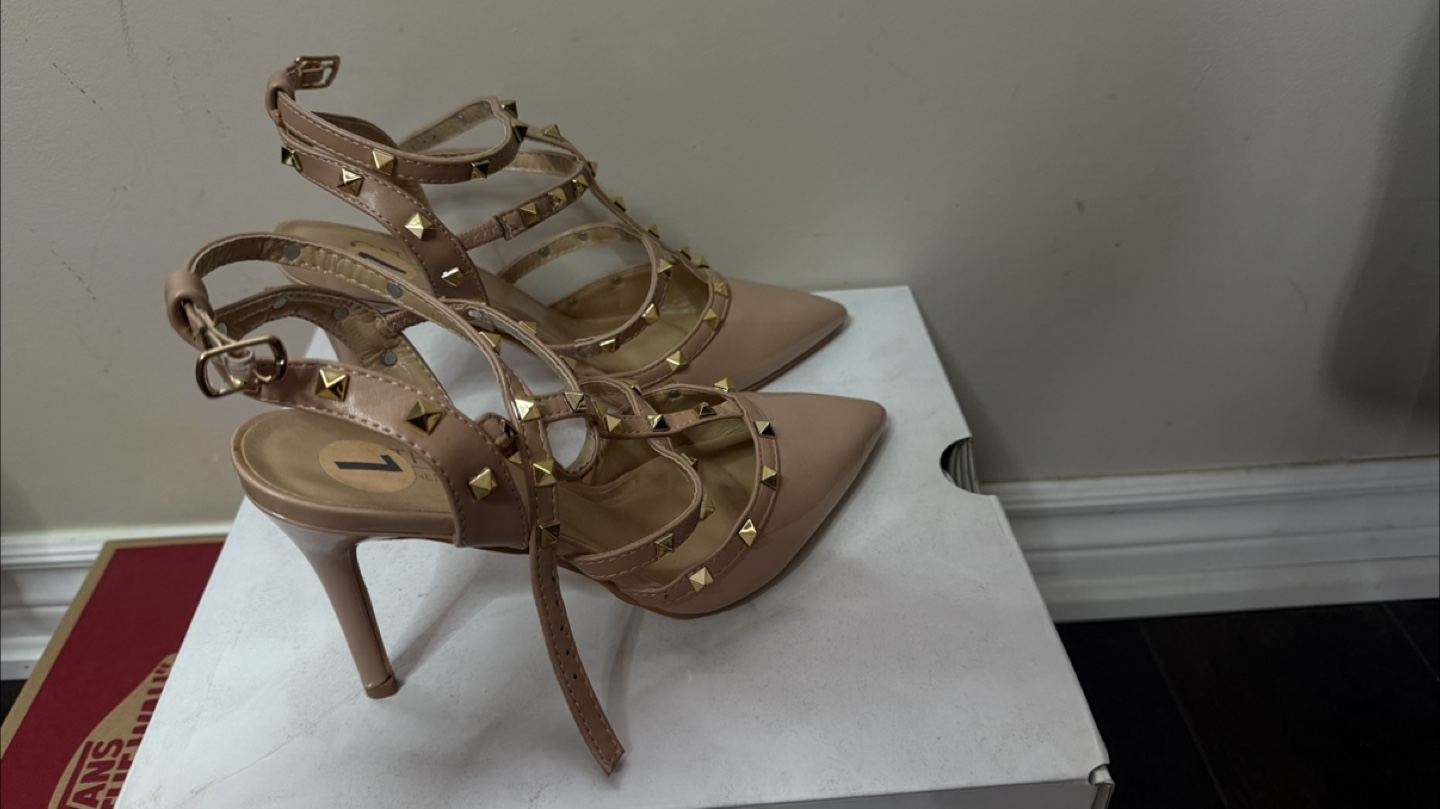 Nude Studded Heels Size 7