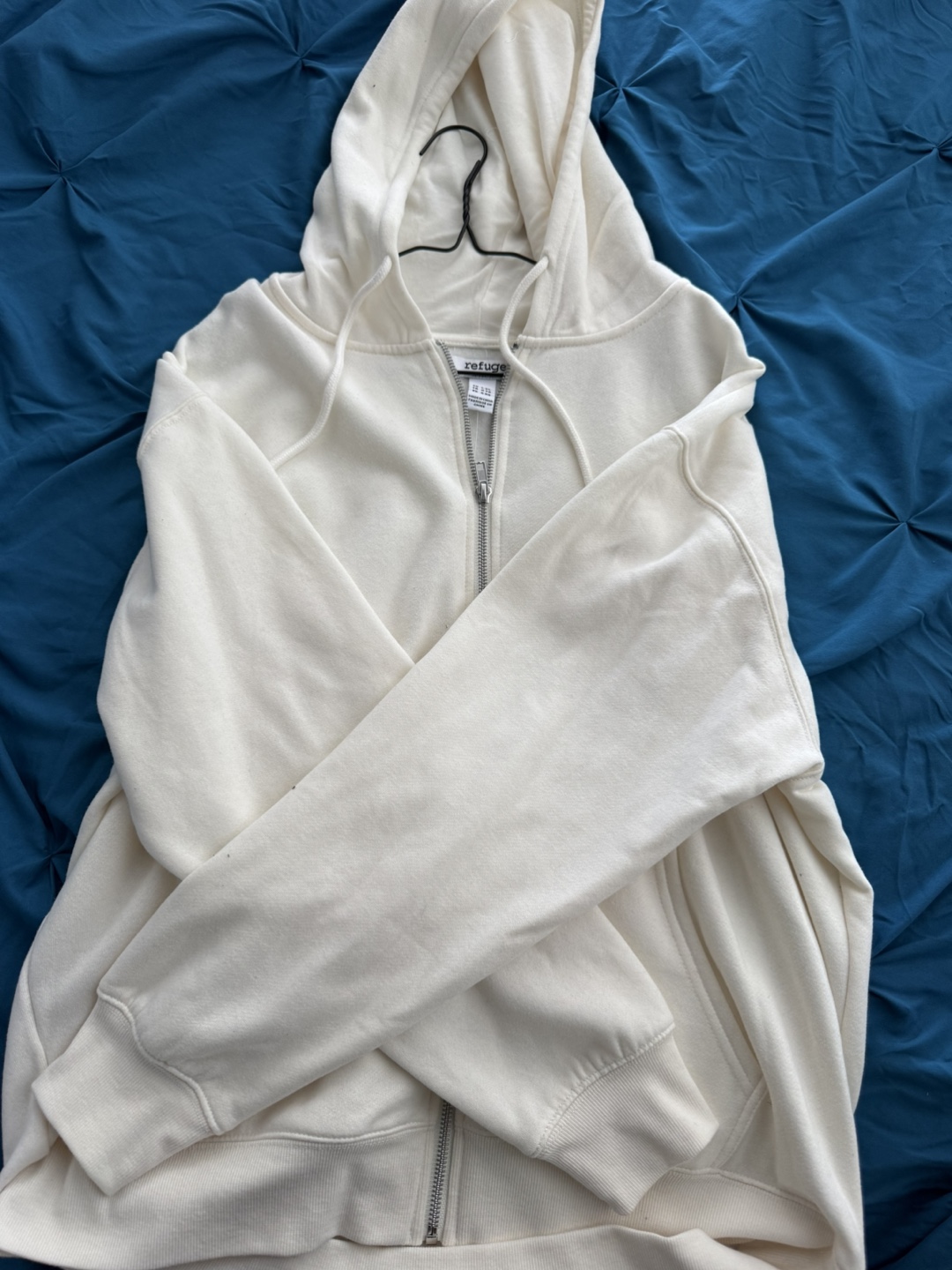 Off-White Colour Zip-Up Hoodie - Size L