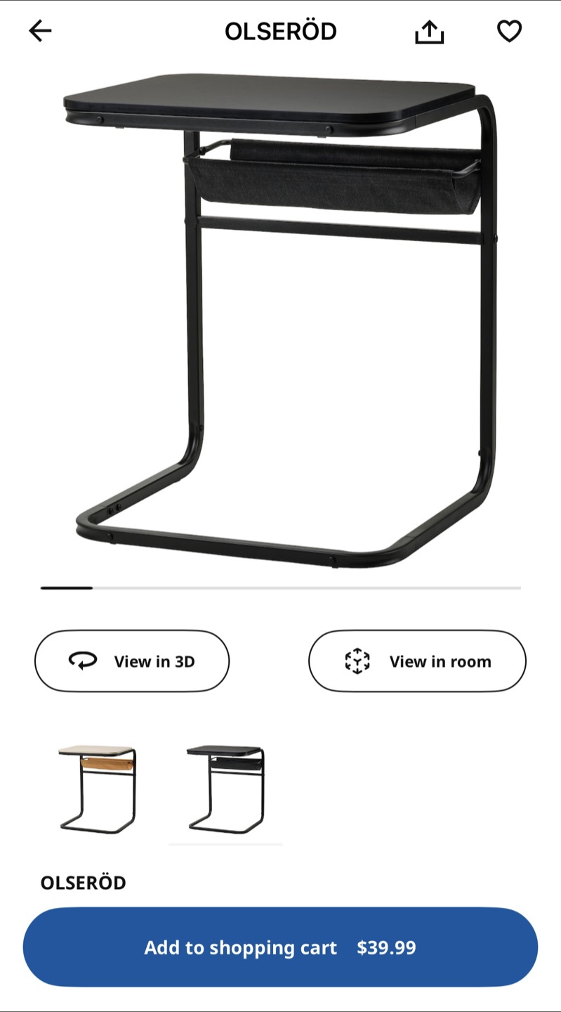 IKEA OLSERÖD Black Side Table - photo 4