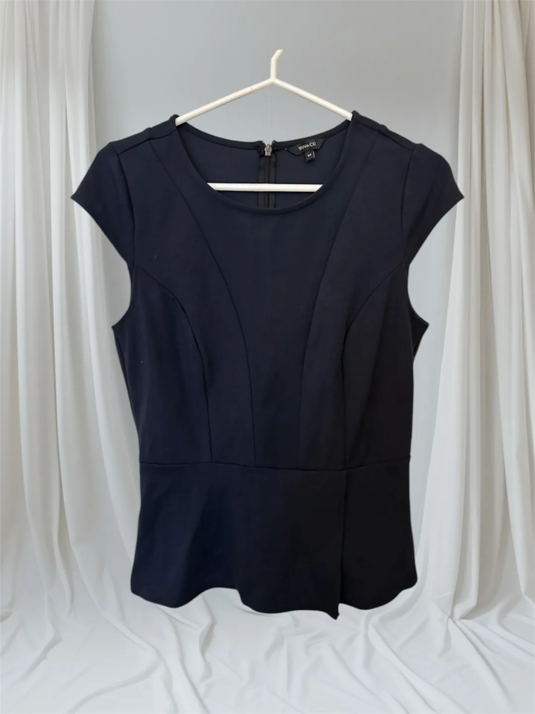 RW&CO. Navy Blue Peplum Top - Size Small thumbnail
