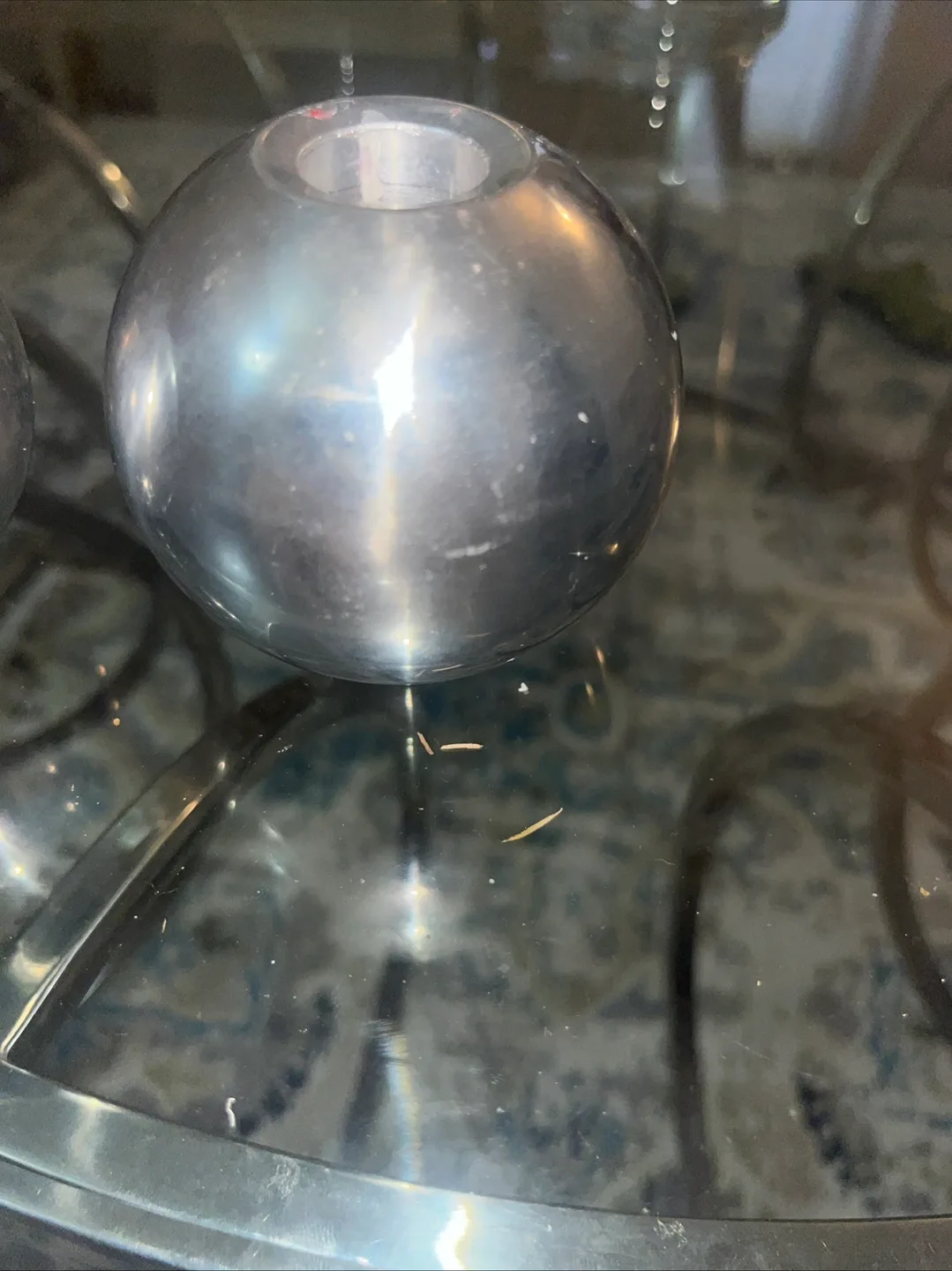Pair of Modern Silver Metal Candle Holders image indicator(2)