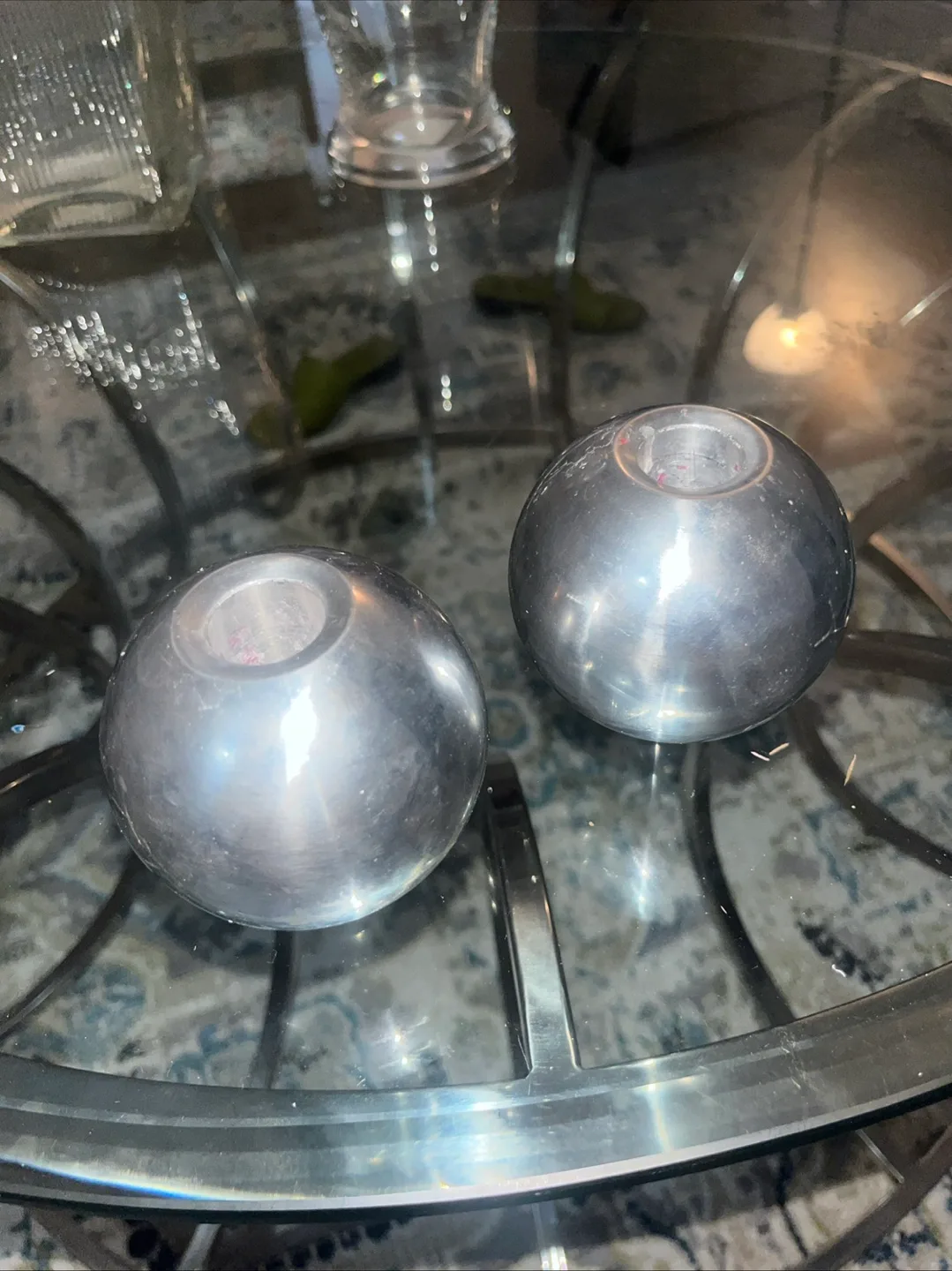 Pair of Modern Silver Metal Candle Holders image indicator(4)