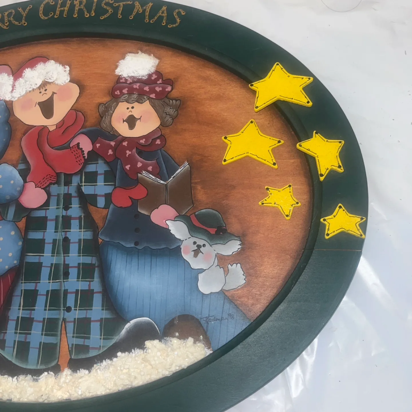 Hand-painted Christmas Carolers Oval Plaque image indicator(3)