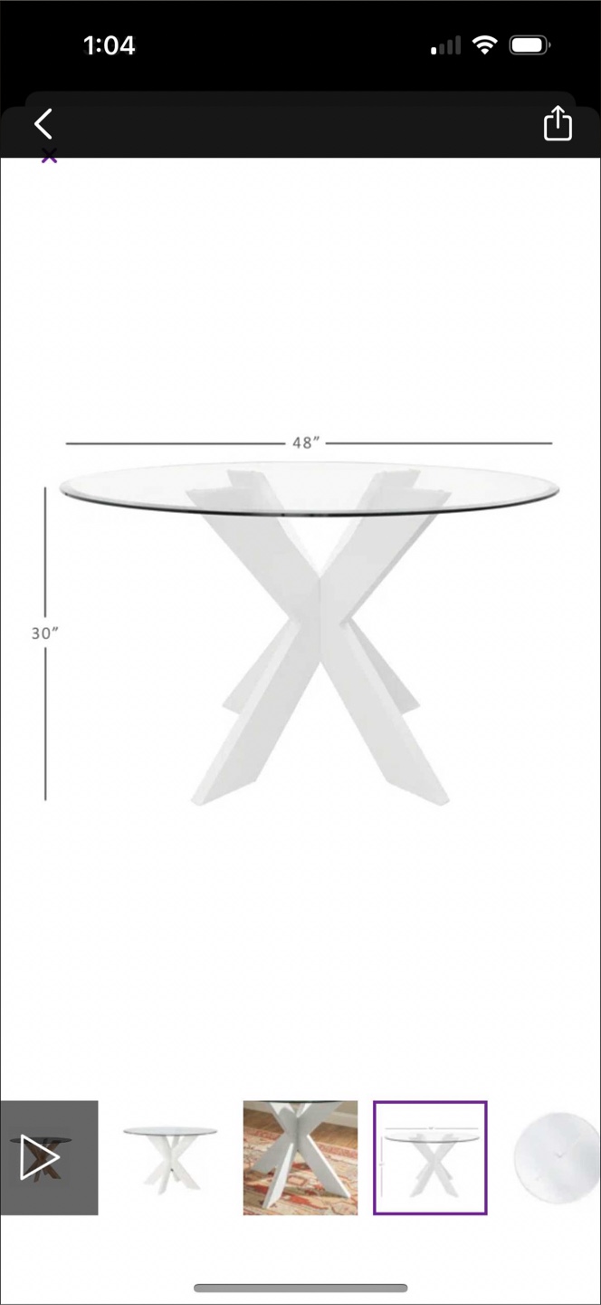 48" Round Glass Dining Table with White Base - photo 3