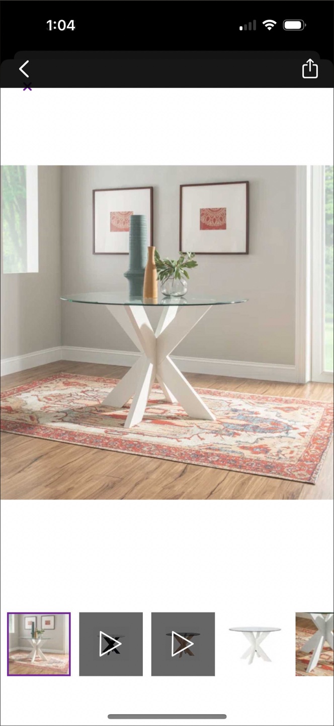 48" Round Glass Dining Table with White Base - photo 2