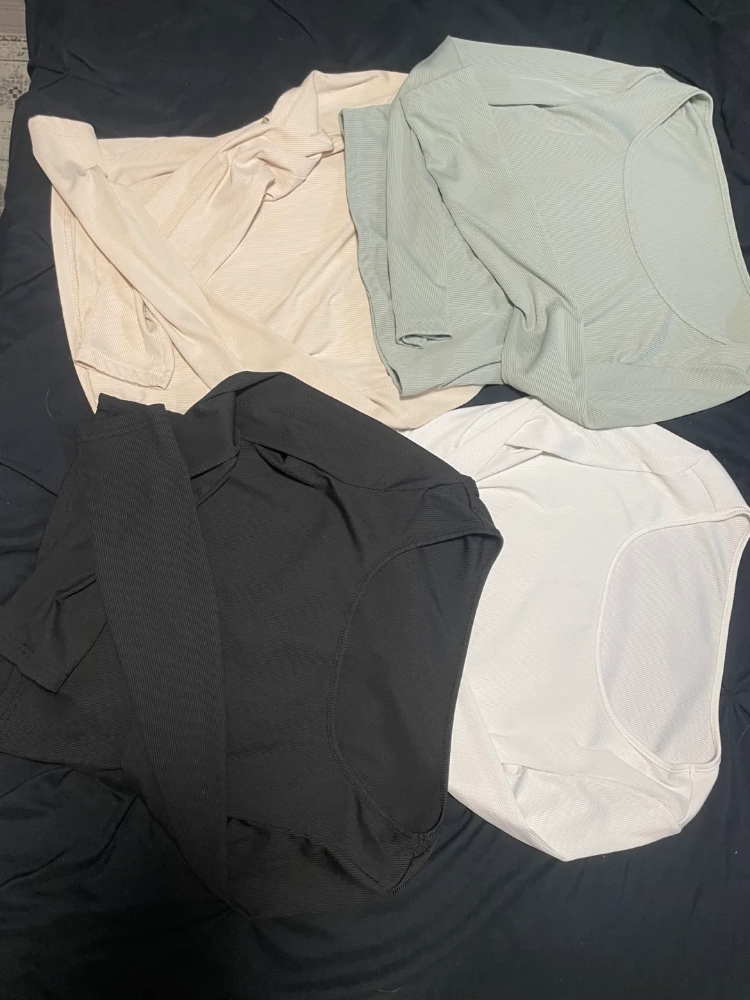 Four Long-Sleeve Ribbed Crop Tops thumbnail