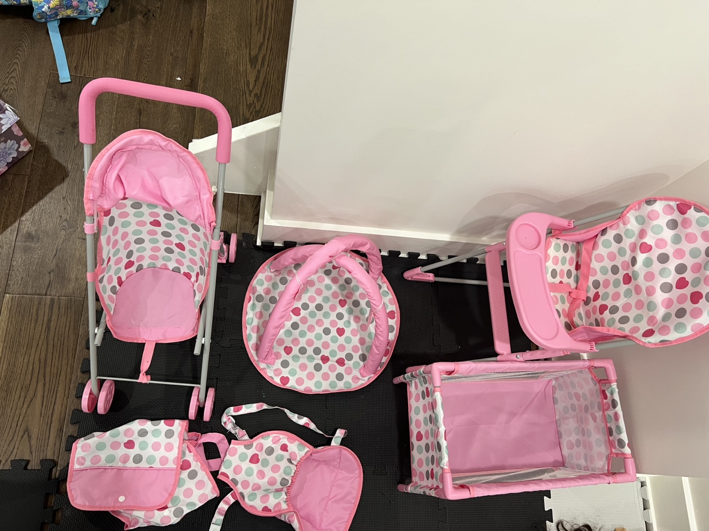 Doll Playset - Stroller, Highchair, Crib & Playmat