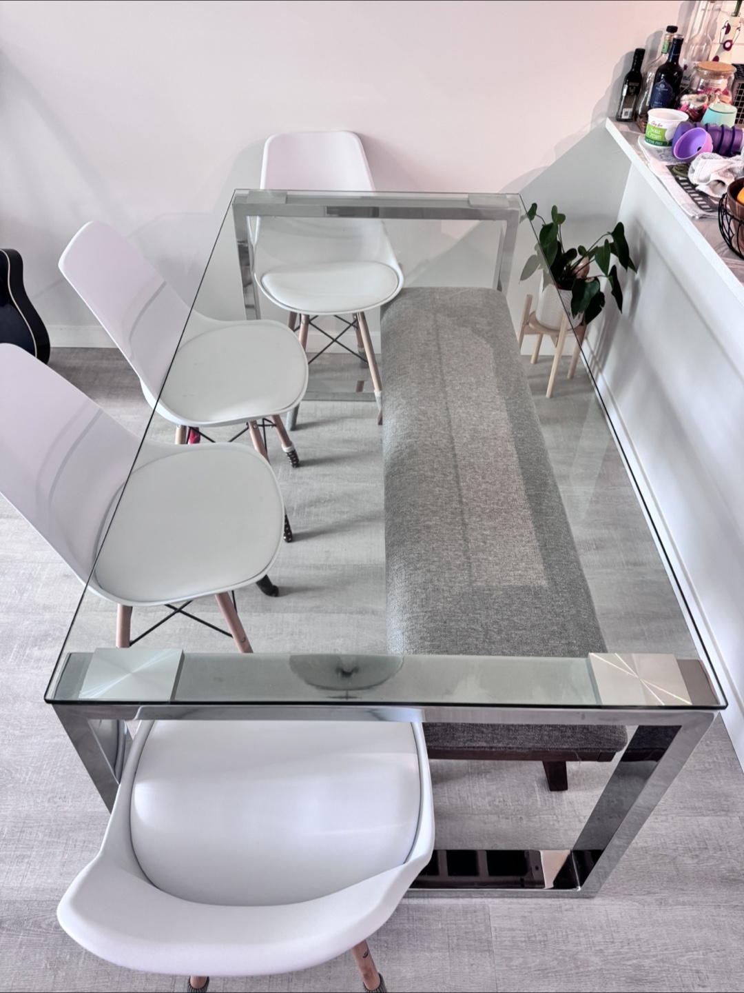 Modern Glass Dining Table – 71” x 35.5” – Perfect Condition