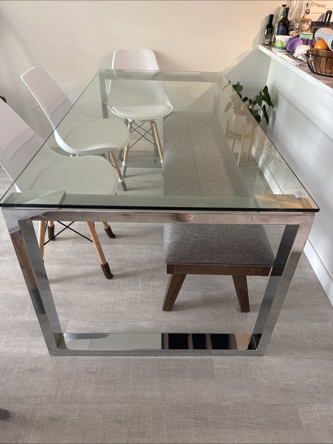Modern Glass Dining Table – 71” x 35.5” – Perfect Condition - photo 3