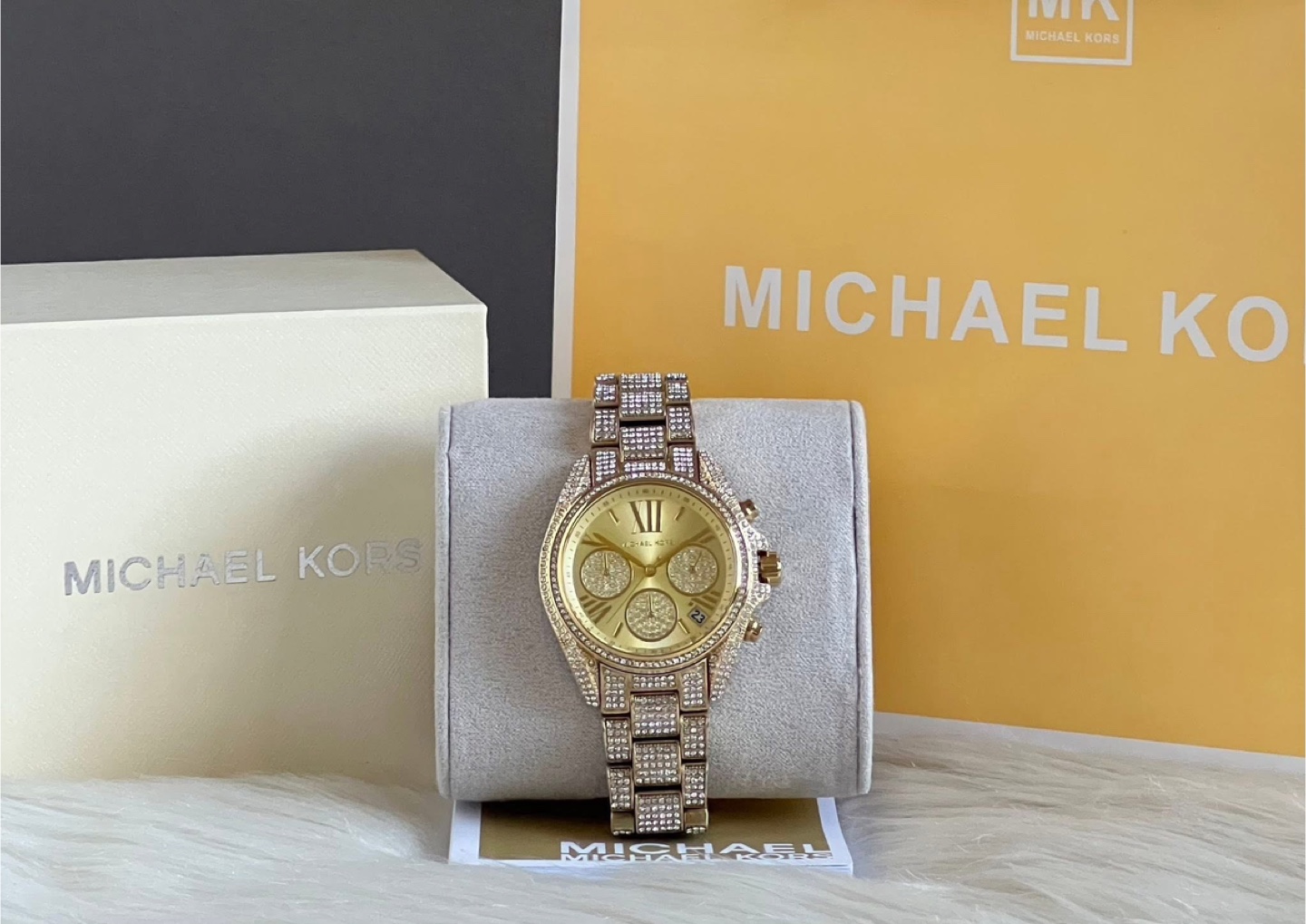 Michael Kors Women’s Mini Bradshaw Gold Dial Crystal Pavé Watch - photo 2