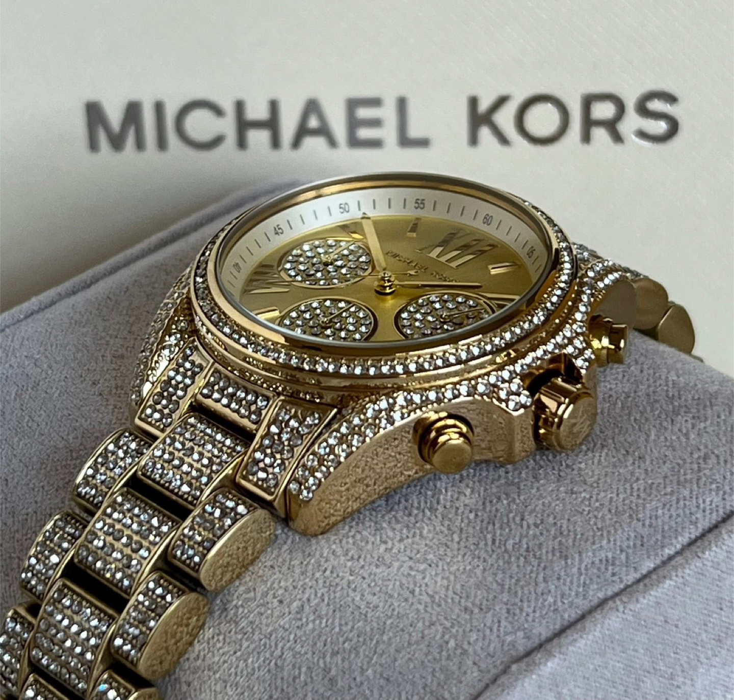 Michael Kors Women’s Mini Bradshaw Gold Dial Crystal Pavé Watch - photo 5