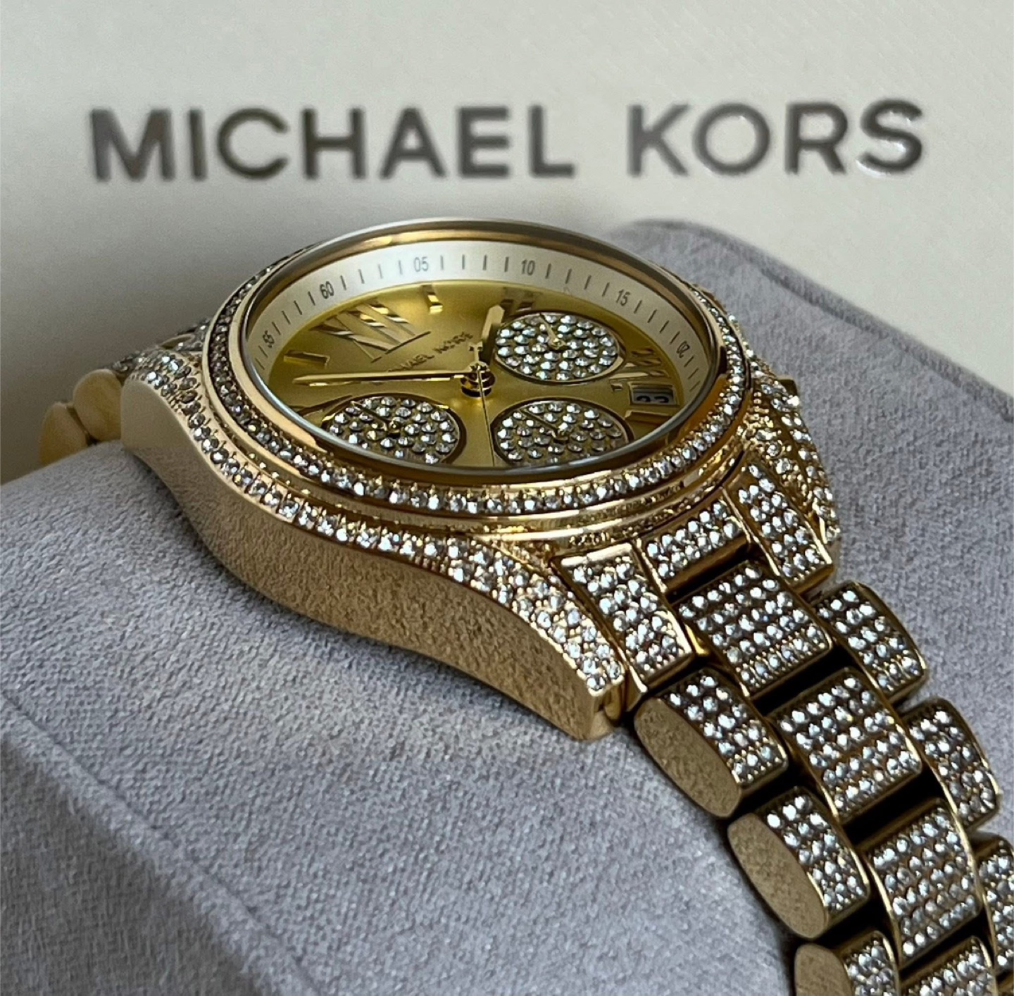 Michael Kors Women’s Mini Bradshaw Gold Dial Crystal Pavé Watch - photo 3