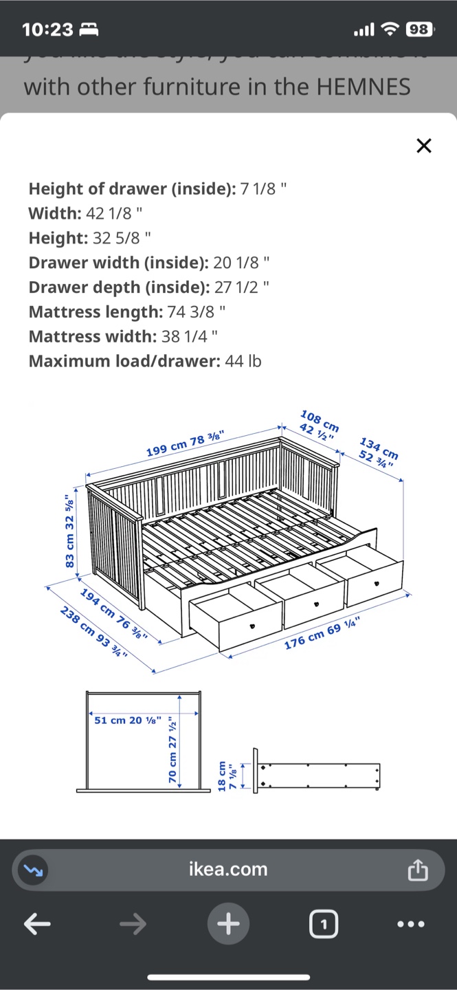 IKEA HEMNES Day Bed Frame with 3 Drawers, Gray - photo 5