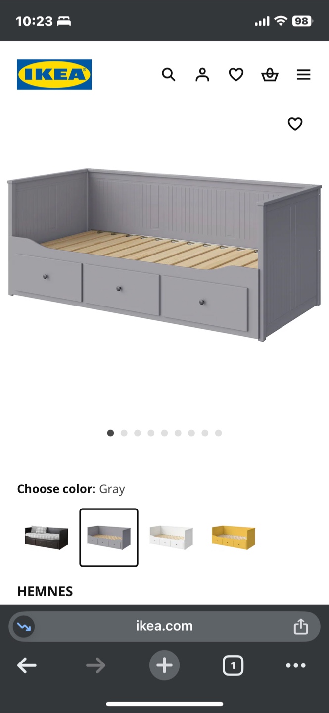 IKEA HEMNES Day Bed Frame with 3 Drawers, Gray - photo 4