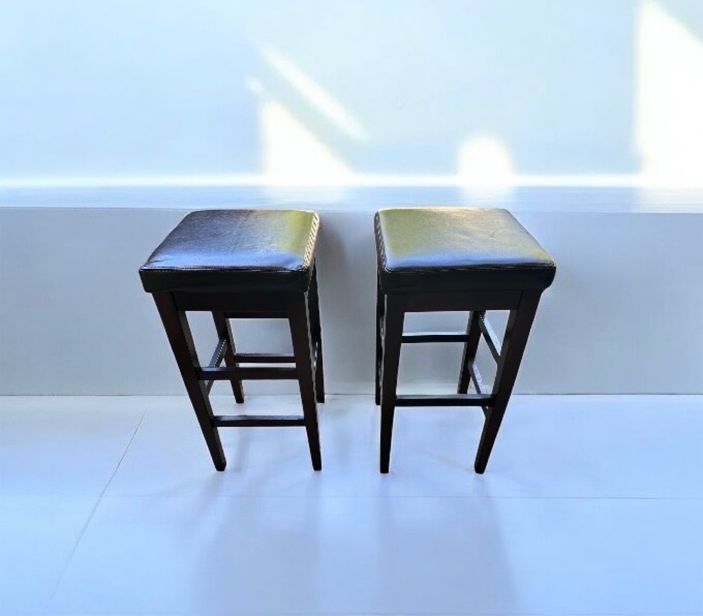 Pair of Dark Brown Leatherette Bar Stools