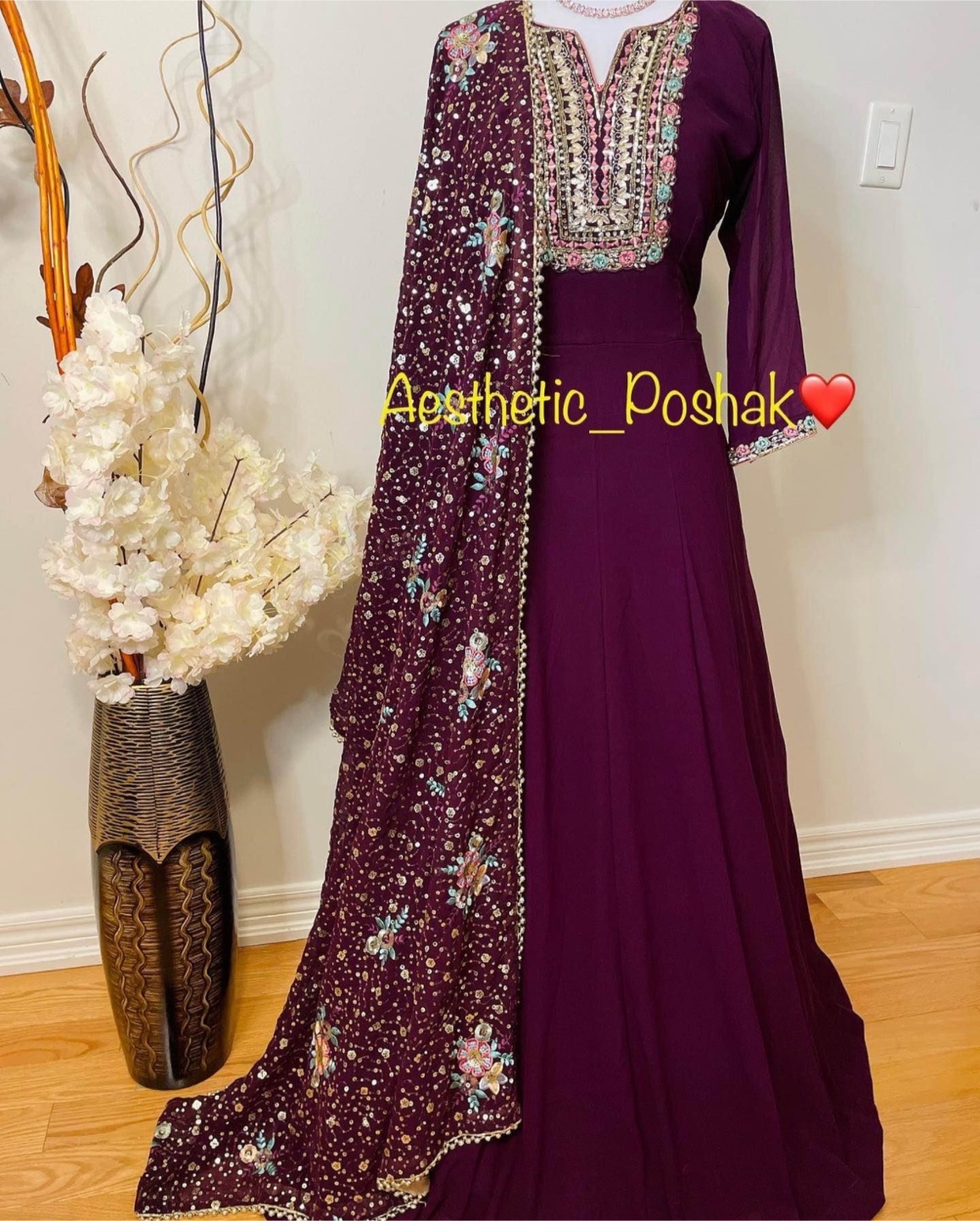 Gorgeous Embroidered full length Anarkali Suit
